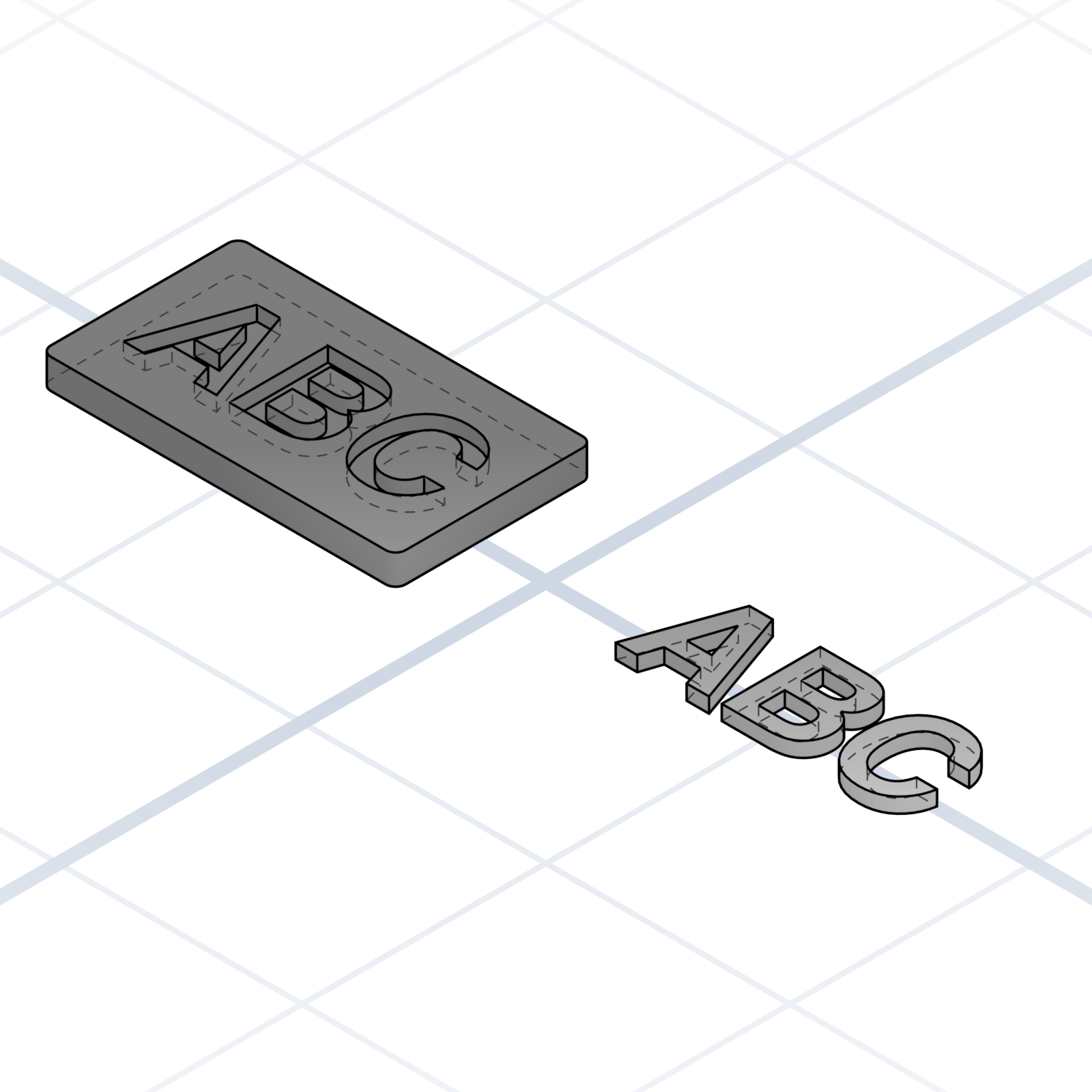 Segmented inlay (two-part assembly)