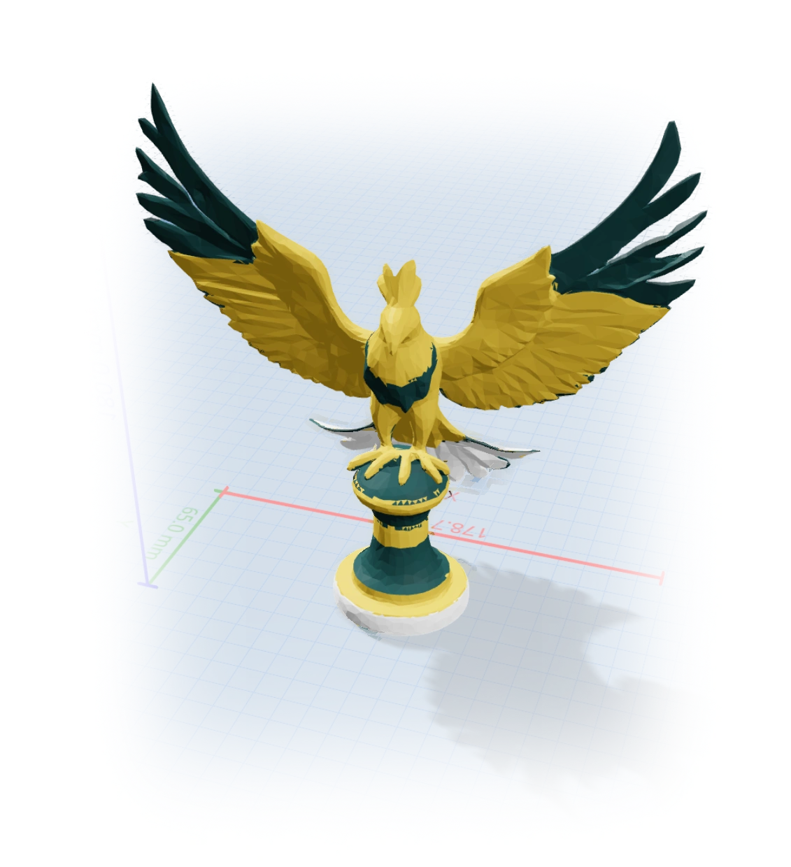 A multi-color figurine generated from a text description