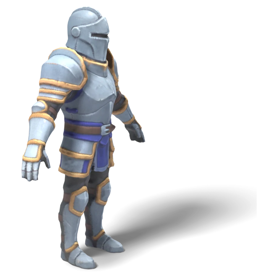 AI-generated stylized armored knight character in an A pose, 12,000 triangles